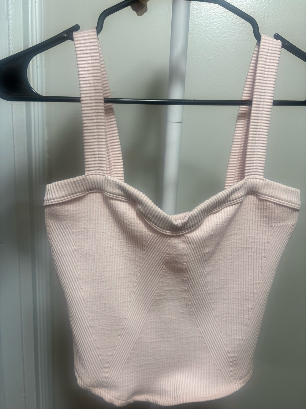 Free People Light Pink Ribbed Cropped Tank